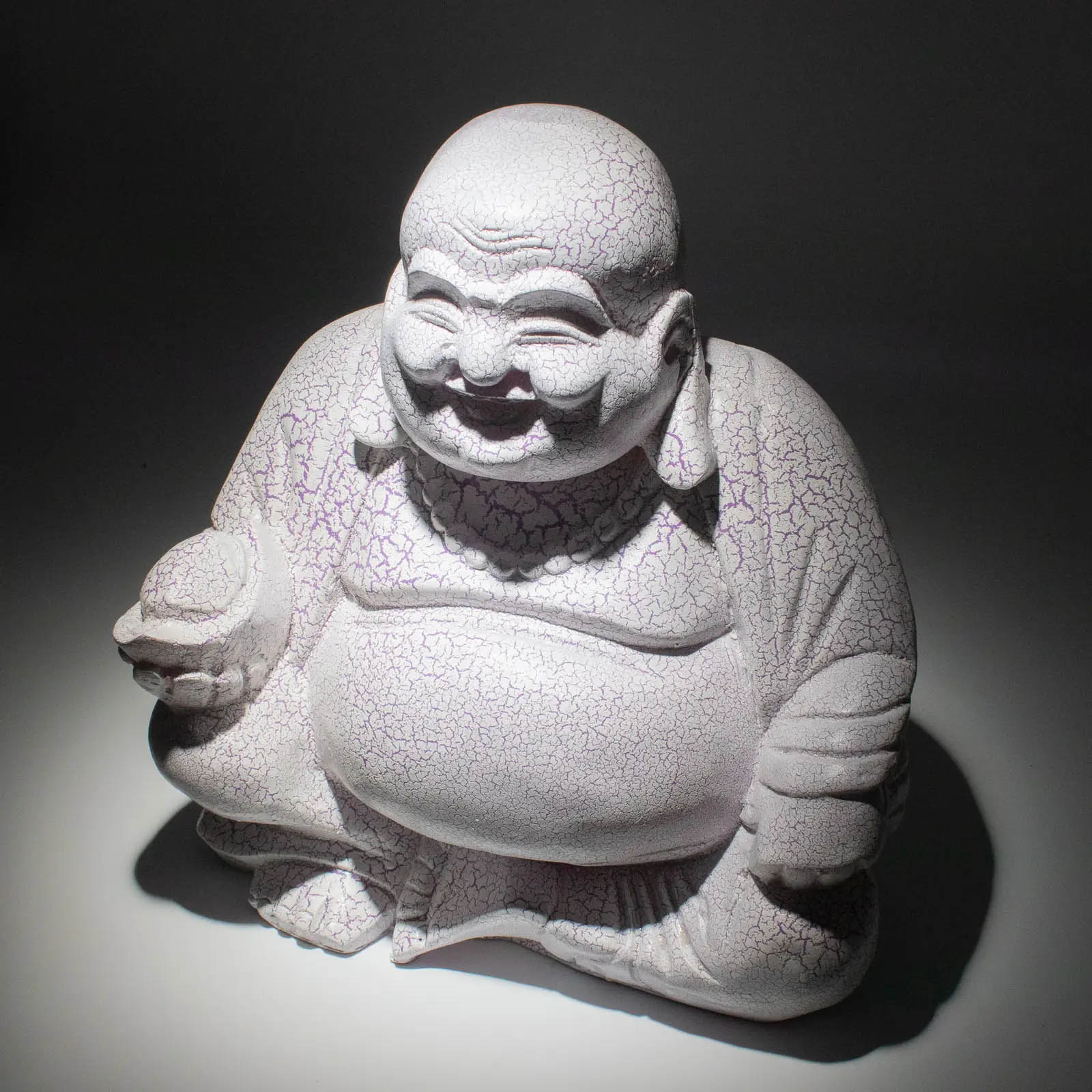 Lavender Crackle Laughing Buddha Lamp with Round Stand5
