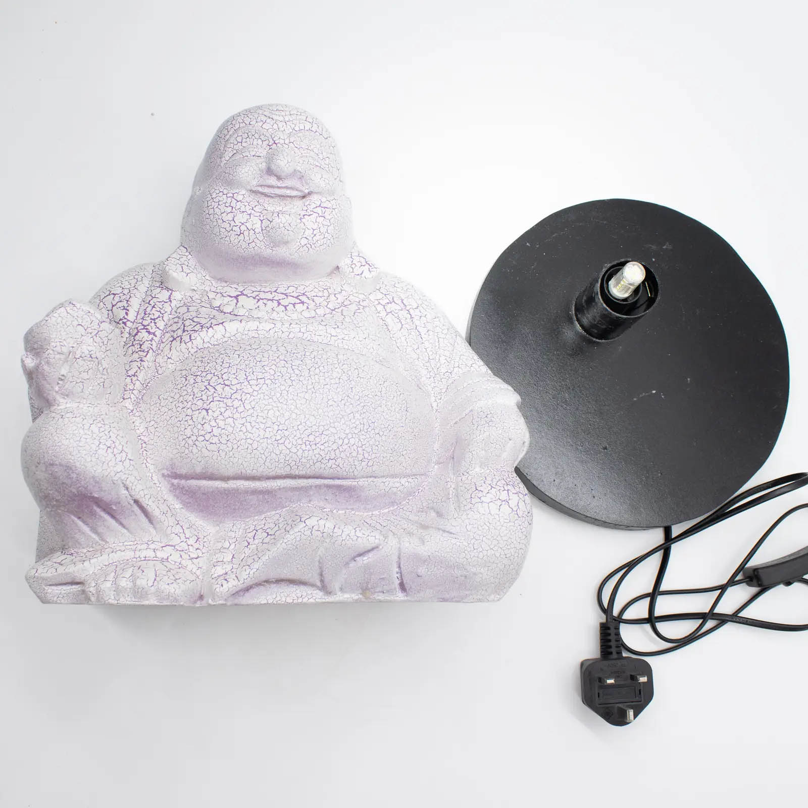 Lavender Crackle Laughing Buddha Lamp with Round Stand6
