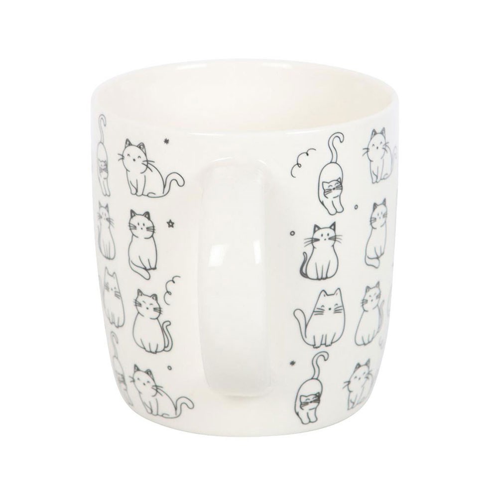 White Happy Cat Print Mug (350ml)2