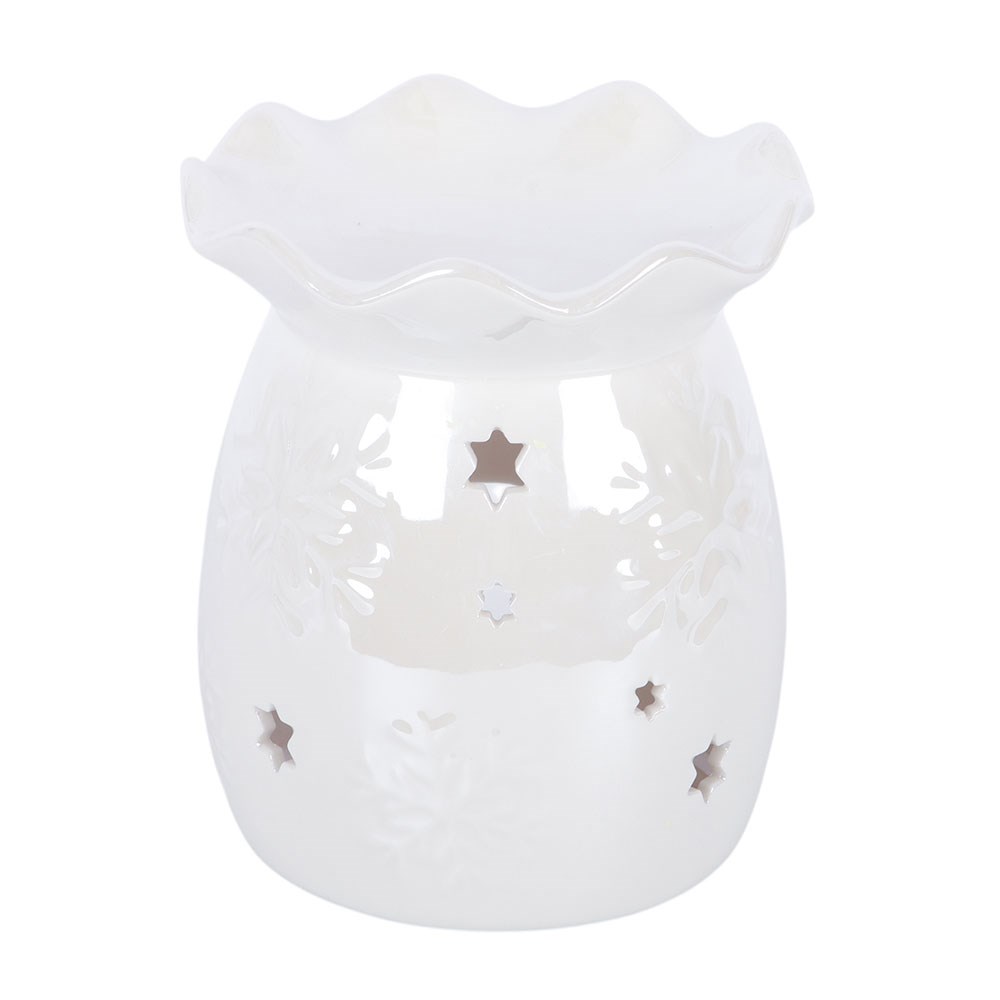 Iridescent White Snowflake Oil Burner & Wax Warmer1