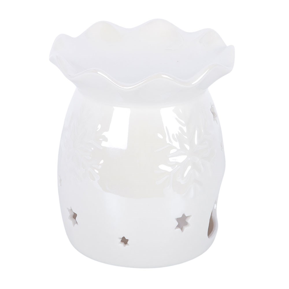 Iridescent White Snowflake Oil Burner & Wax Warmer2