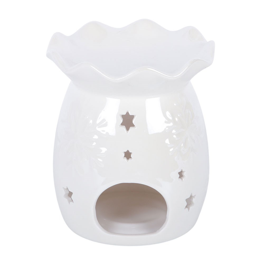 Iridescent White Snowflake Oil Burner & Wax Warmer3