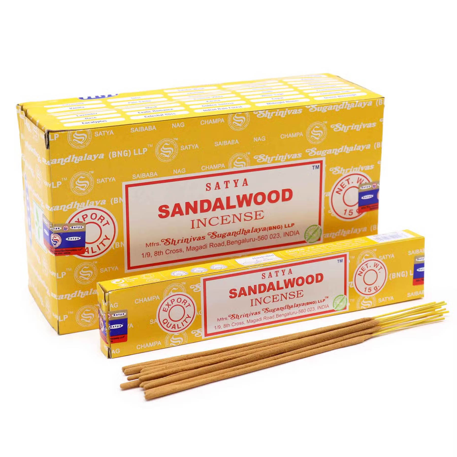 Satya Sandalwood Incense Sticks - 15g Hand-Rolled