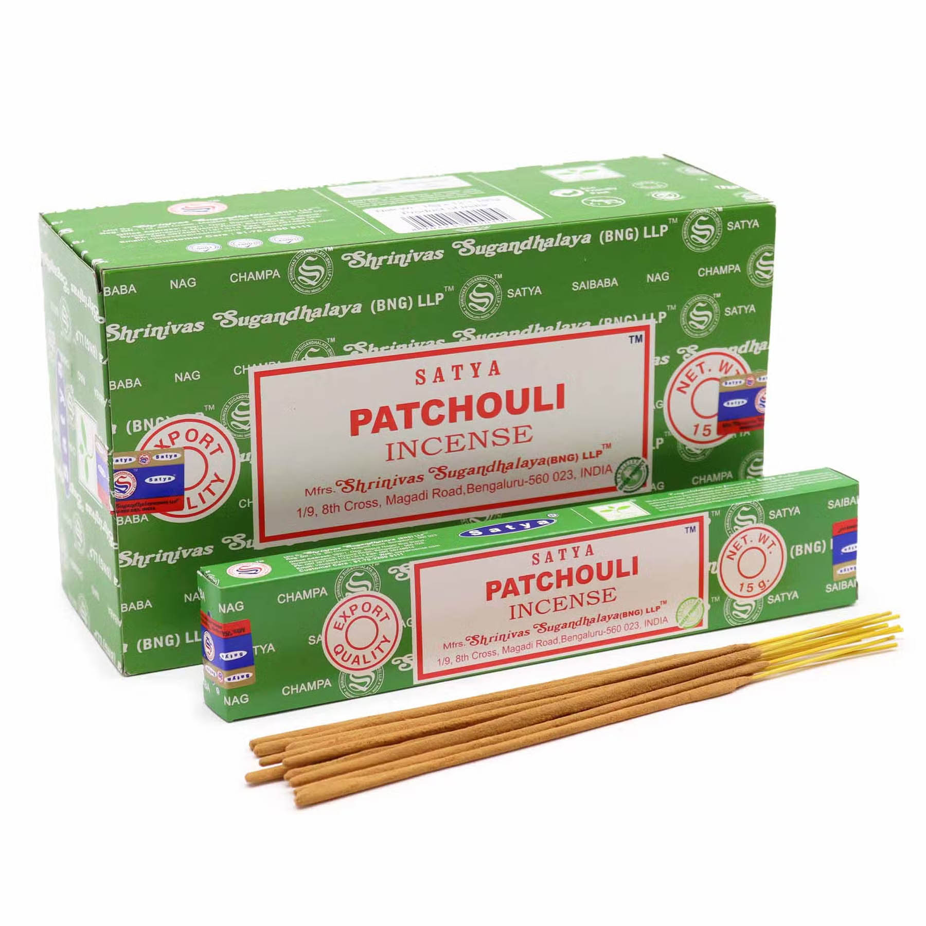 Satya Patchouli Incense Sticks - 15g Hand-Rolled