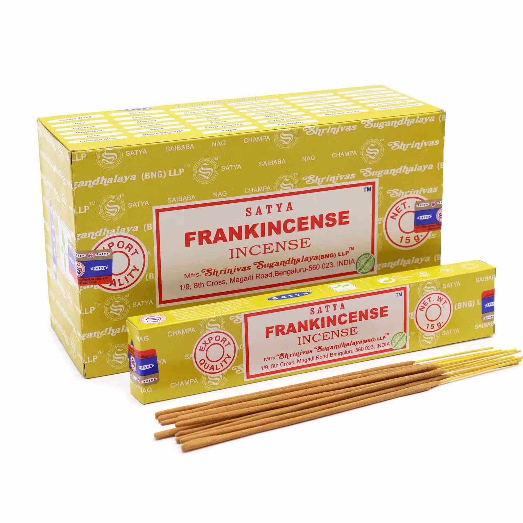 Satya Frankincense Incense Sticks - 15g Hand-Rolled