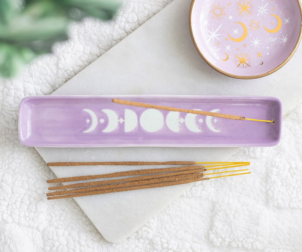 Purple Moon Phase Ceramic Incense Ash Catcher3