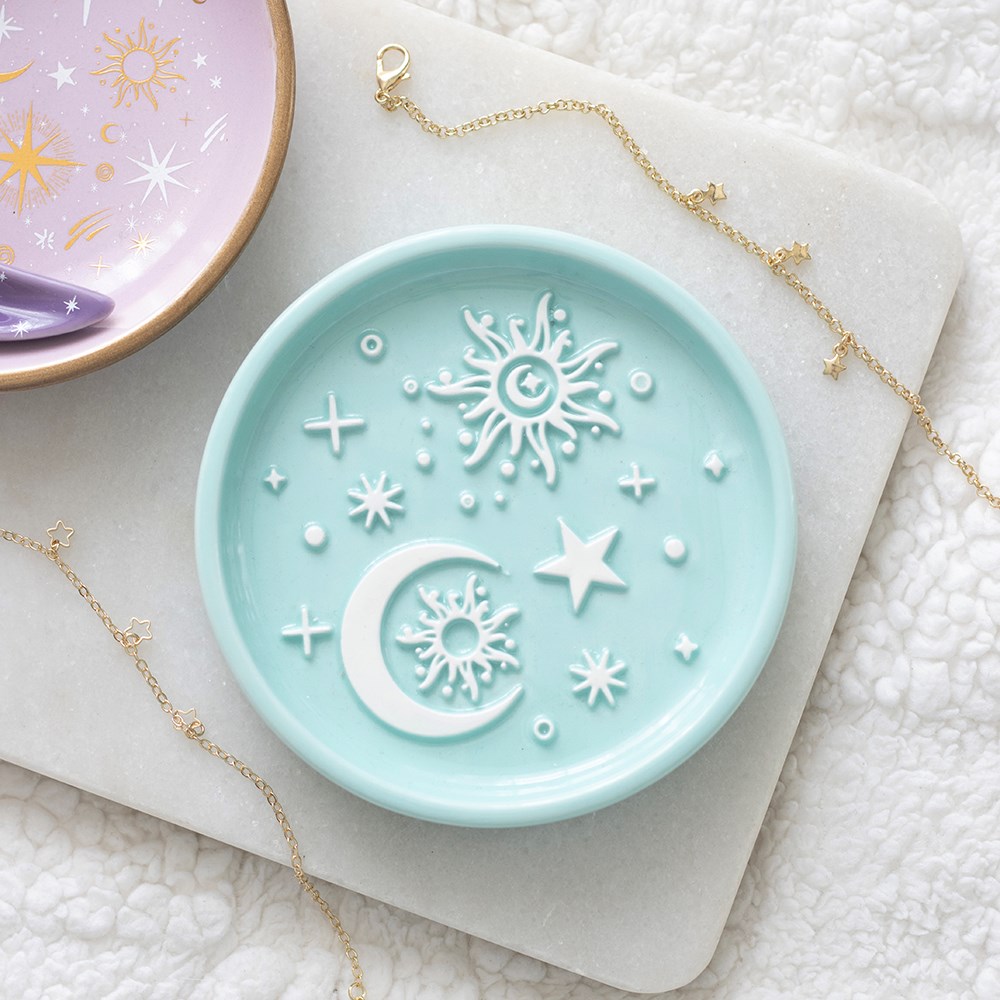 Blue Pastel Moon and Sun Trinket Dish