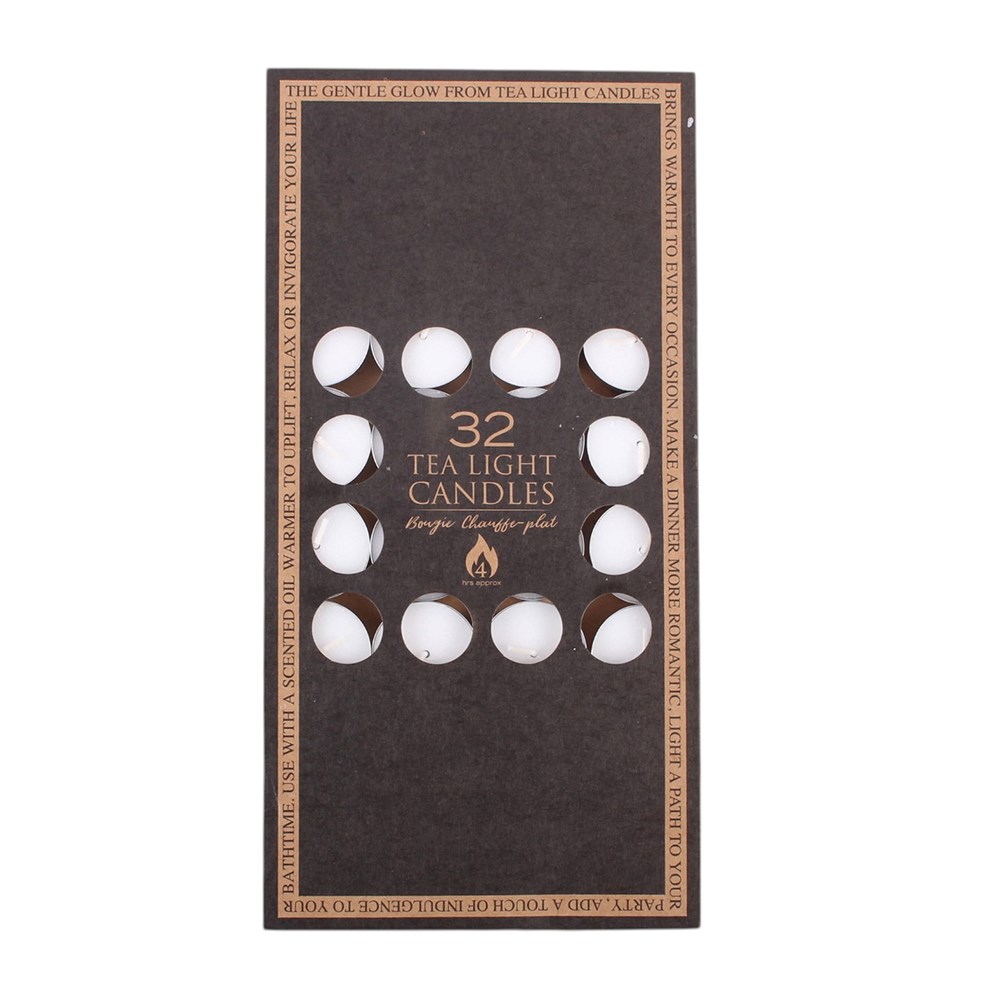 Pack of 32 Unscented 4-Hour Tealight Candles
