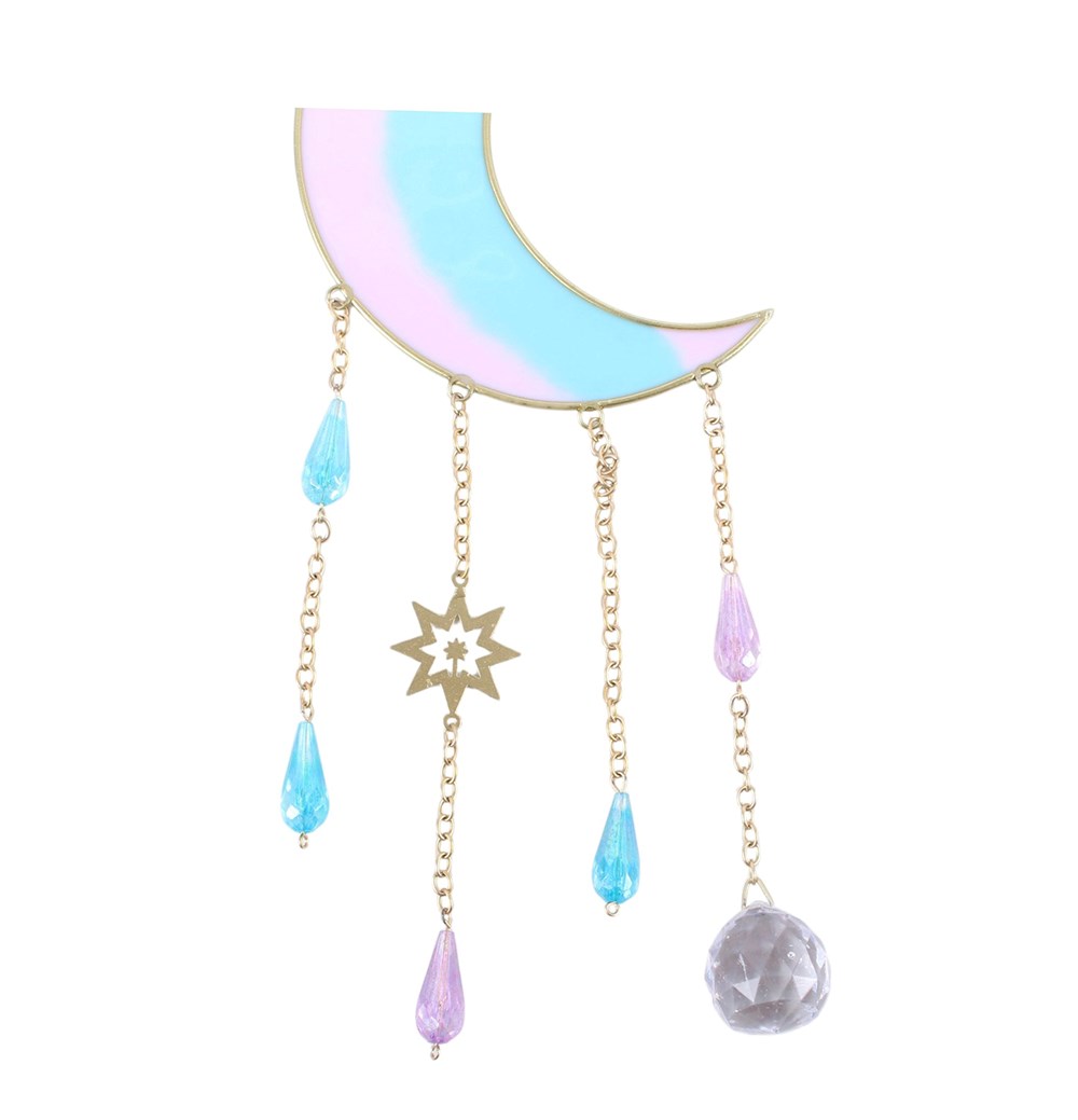 Iridescent Pastel Skies Crescent Moon Suncatcher1