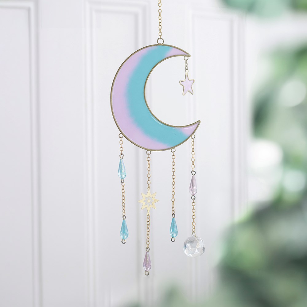 Iridescent Pastel Skies Crescent Moon Suncatcher3