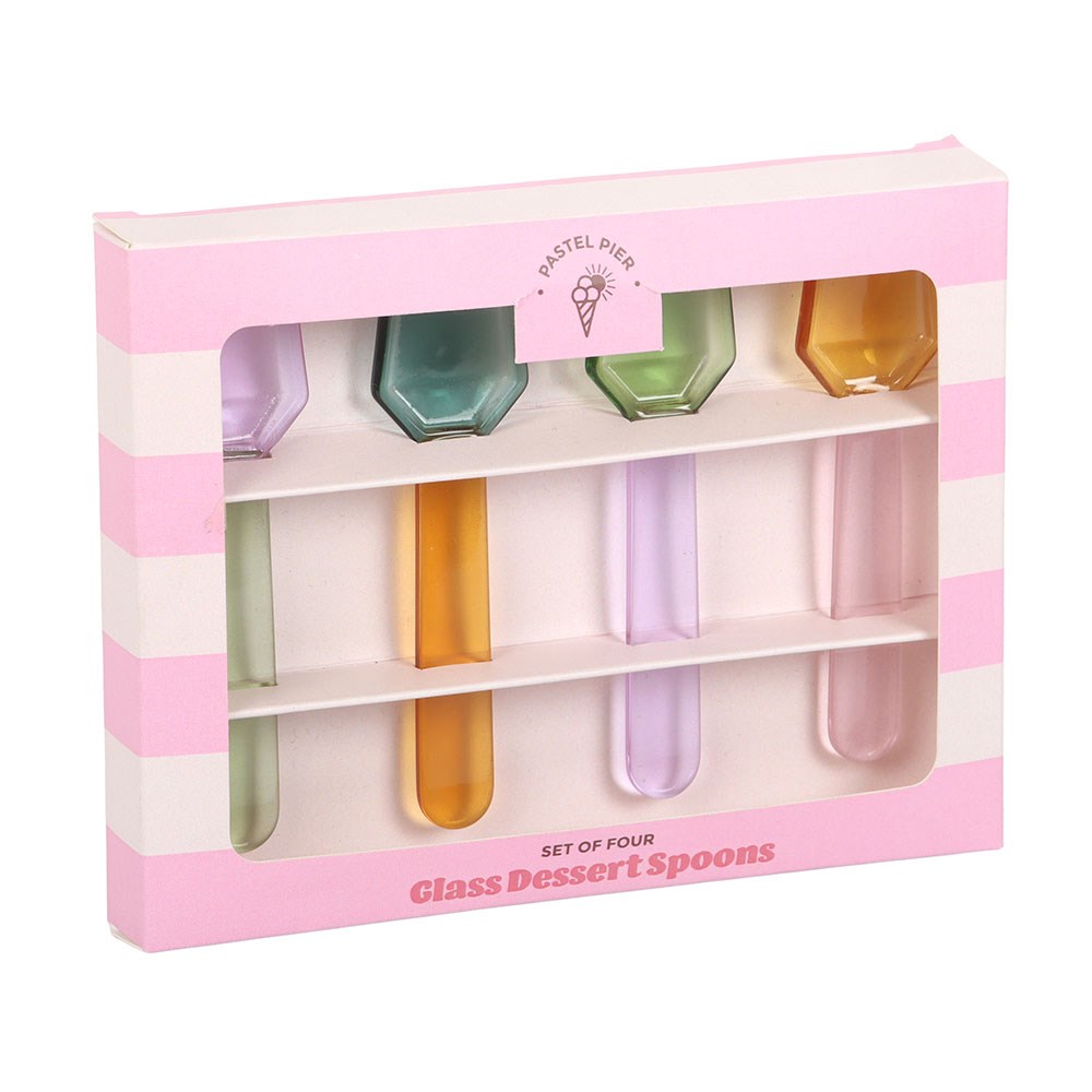 Set of 4 Pastel Two-Tone Glass Dessert Spoons3