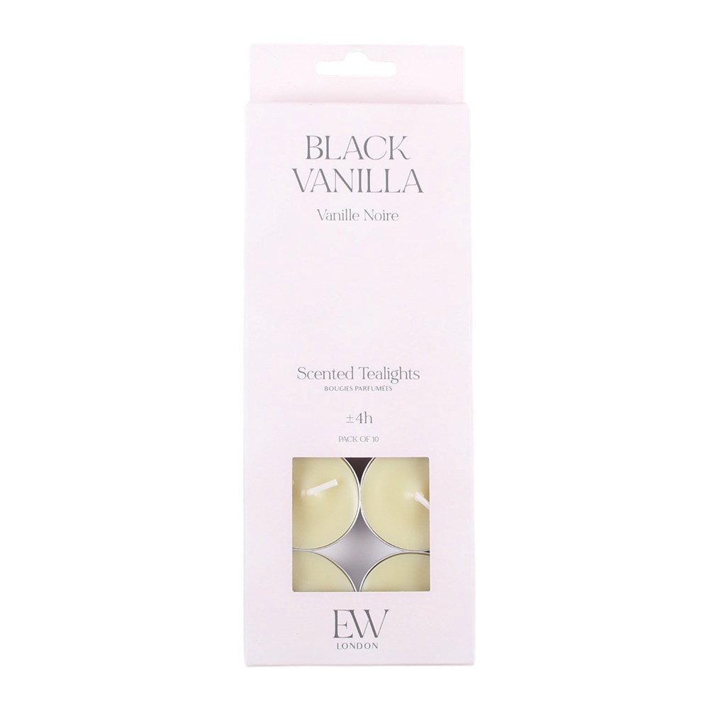 EW London Black Vanilla Scented Tealights (10 pack)
