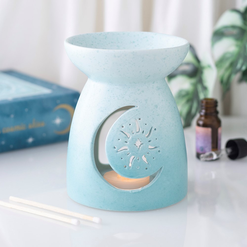Pastel Blue Moon Cut-Out Ceramic Oil Burner4