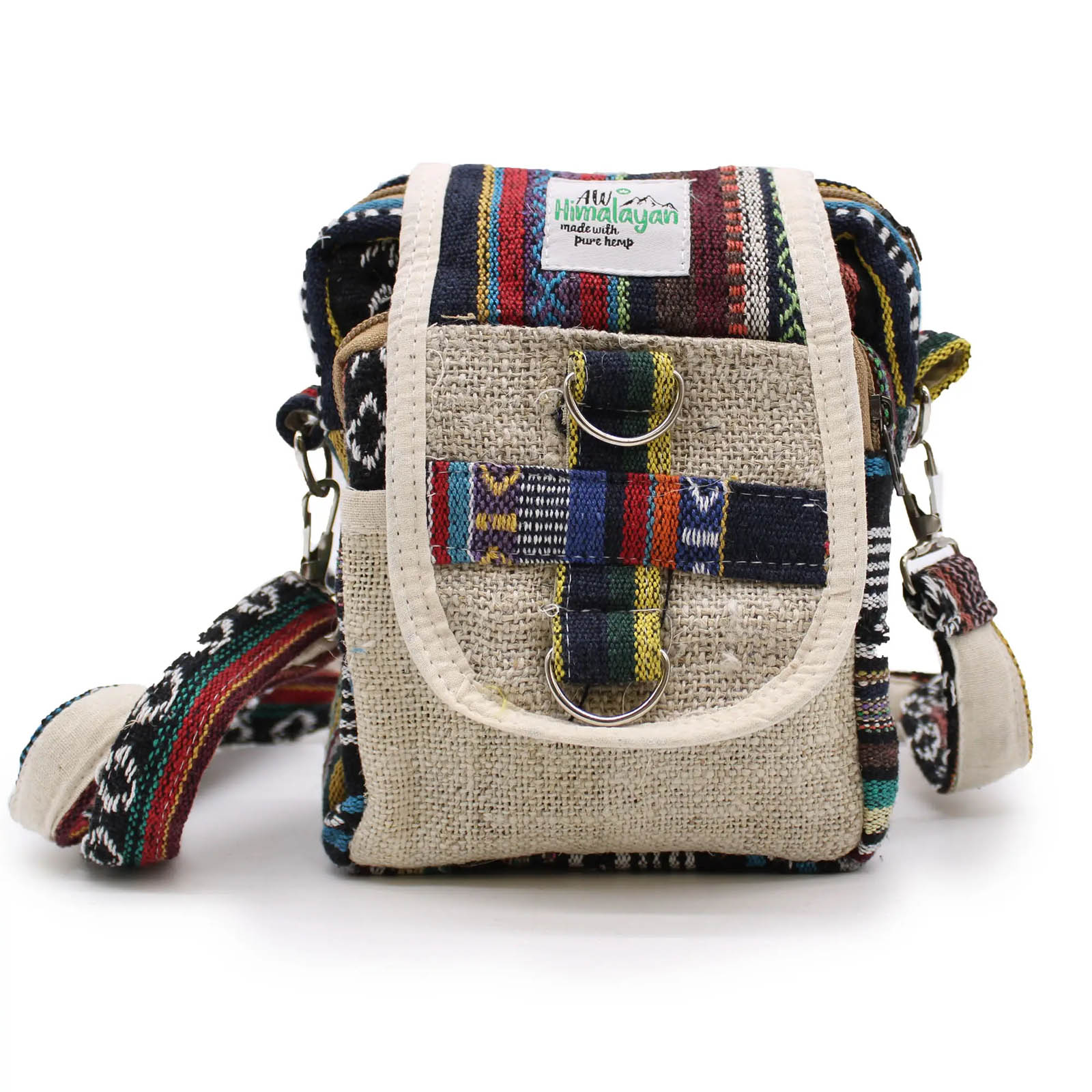 Handmade Natural Hemp & Jhari Crossbody Travel Bag