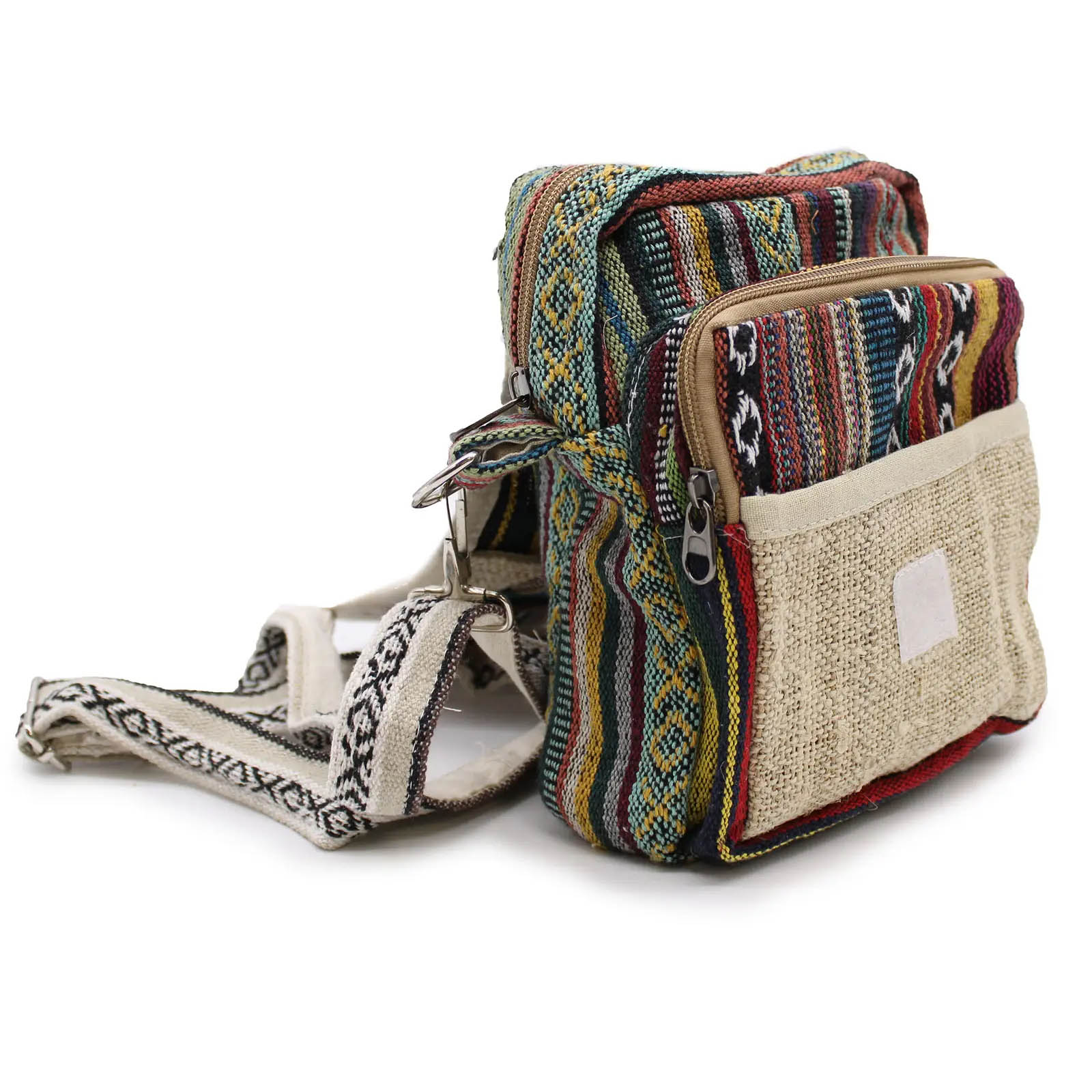 Handmade Natural Hemp & Jhari Crossbody Travel Bag1