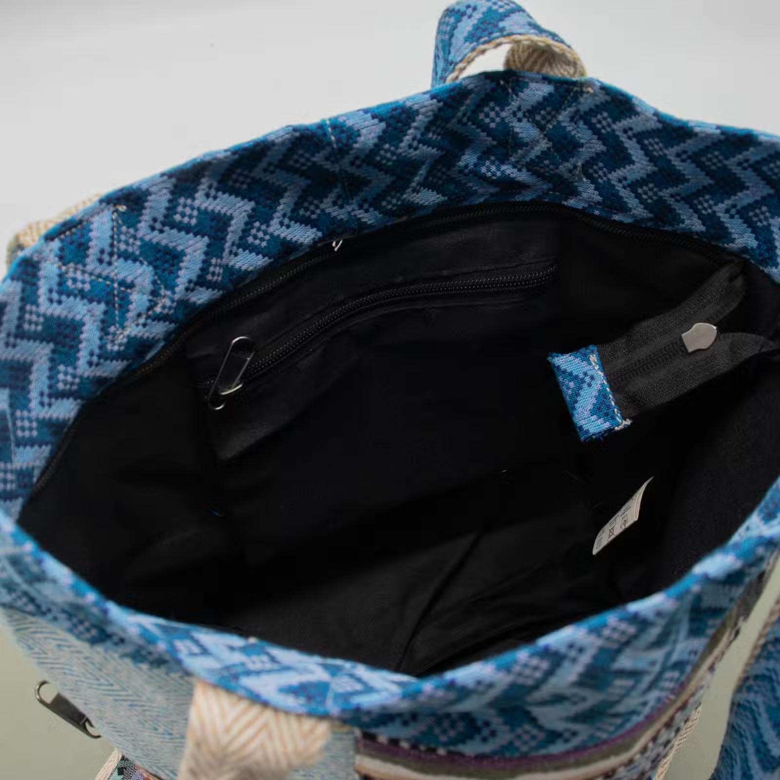 Handmade Patchwork Kathmandu Hemp Tote Bag - Dhaka Design4