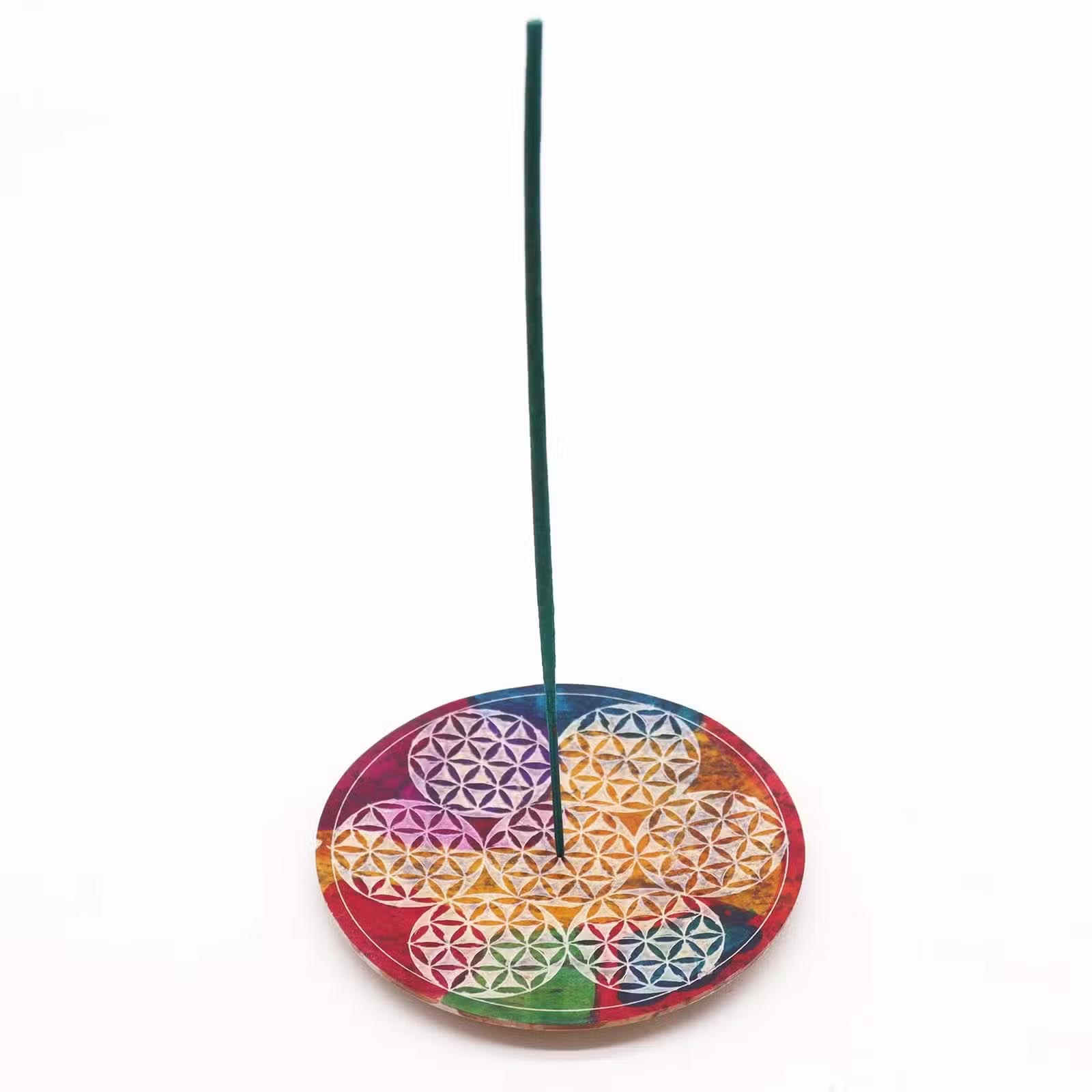 Colourful Soapstone 7 Flower of Life Incense Stick Holder (12cm)1