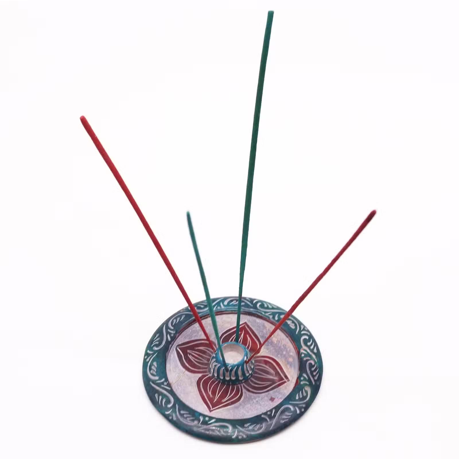 Soapstone Four Petal Cone & Stick Incense Holder (12cm)1