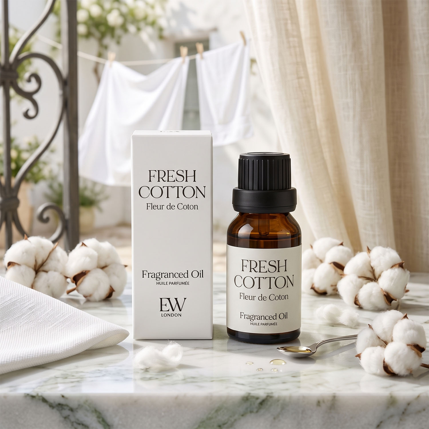 EW London Fresh Cotton Home Fragranced Oil (15ml)1