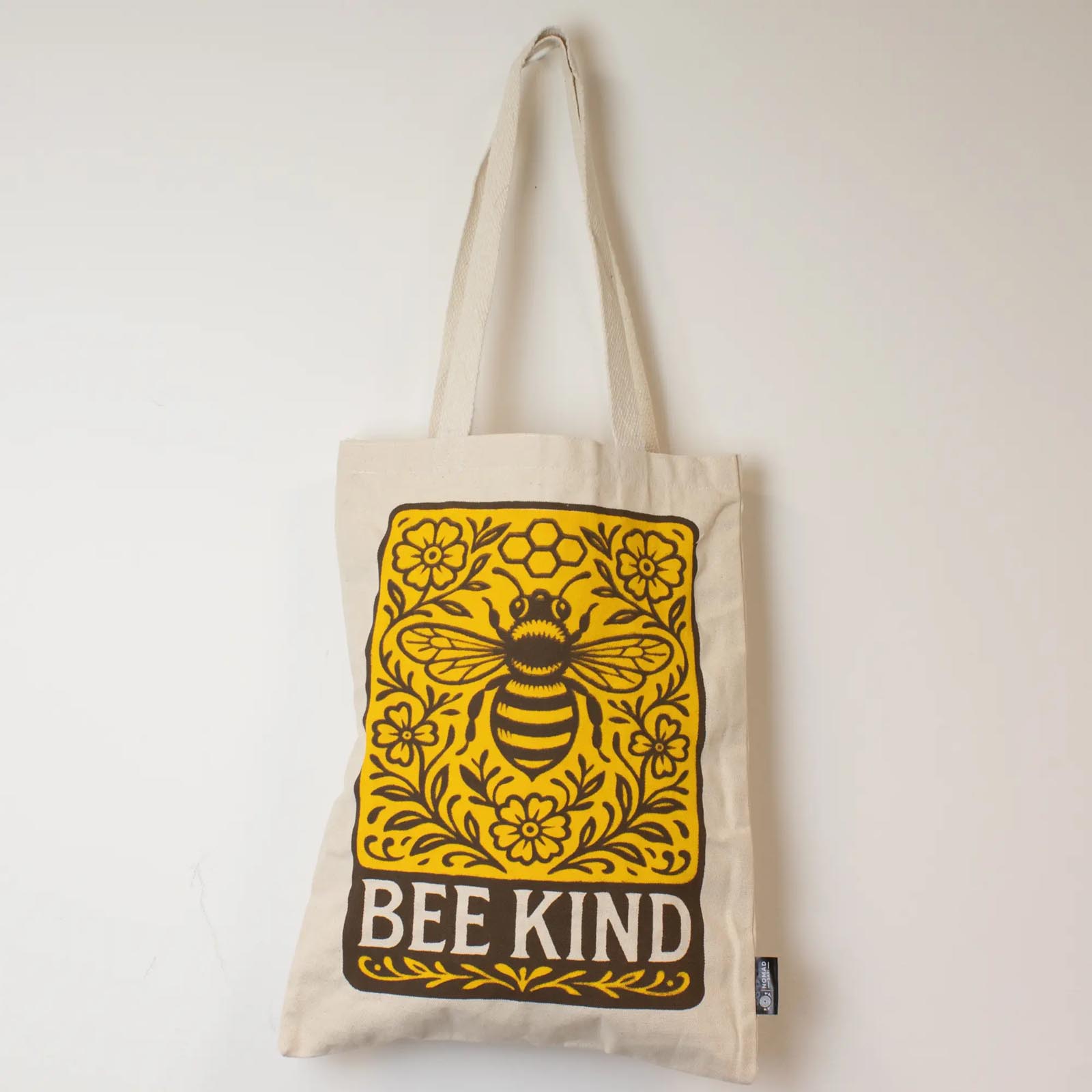 Nomad Sari 'Bee Kind' Natural Cotton Tote Bag