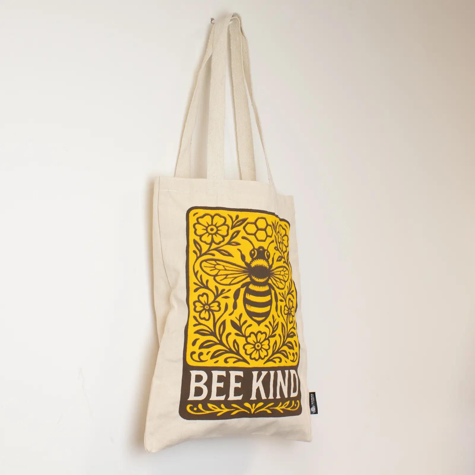 Nomad Sari 'Bee Kind' Natural Cotton Tote Bag2