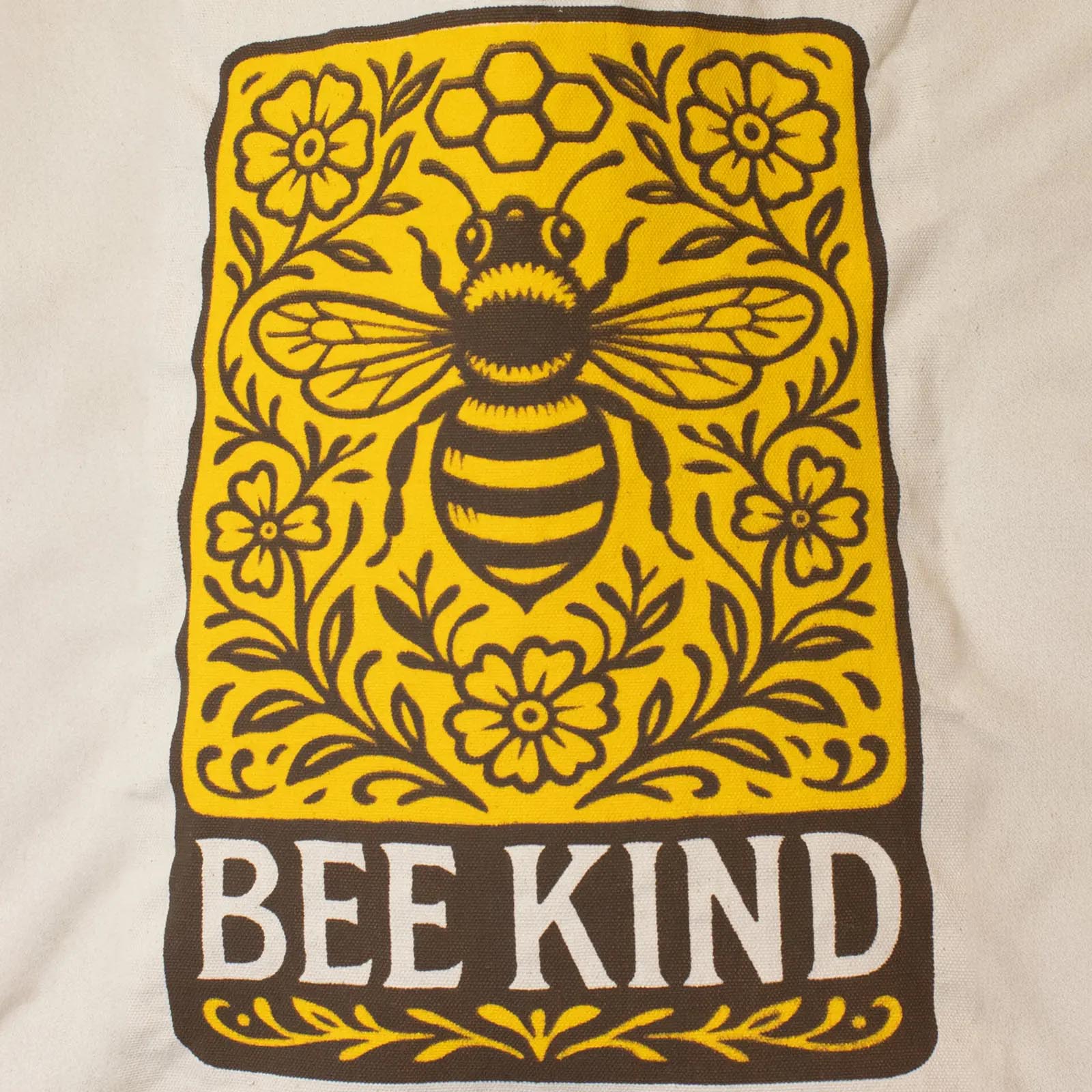 Nomad Sari 'Bee Kind' Natural Cotton Tote Bag3