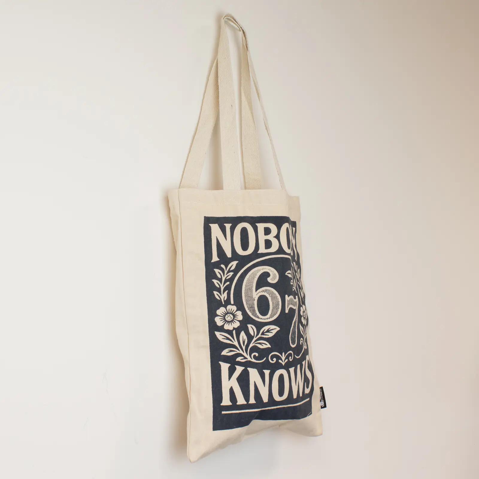 Nomad Sari 'Nobody Knows 67' Natural Cotton Tote Bag2