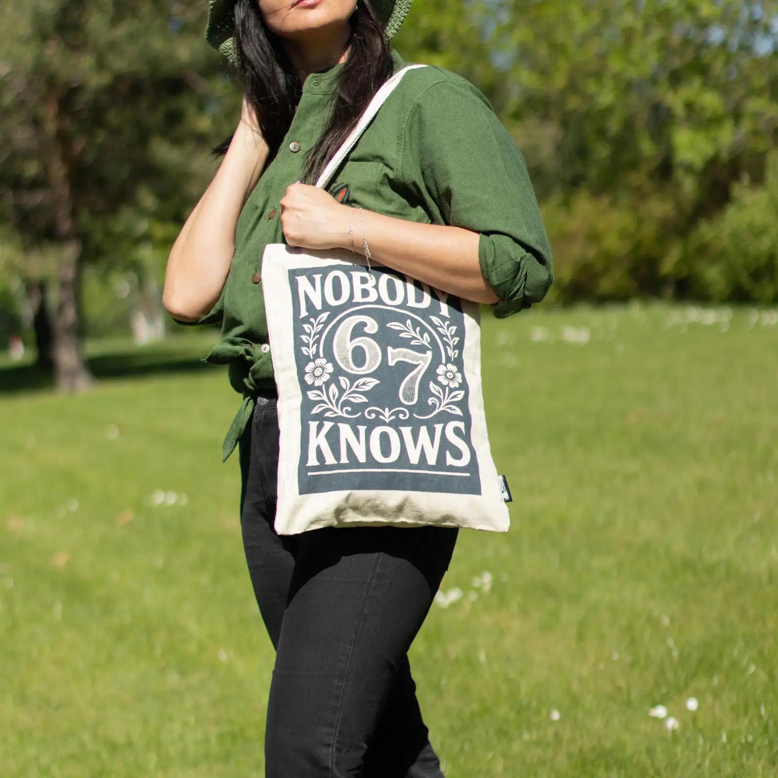 Nomad Sari 'Nobody Knows 67' Natural Cotton Tote Bag6