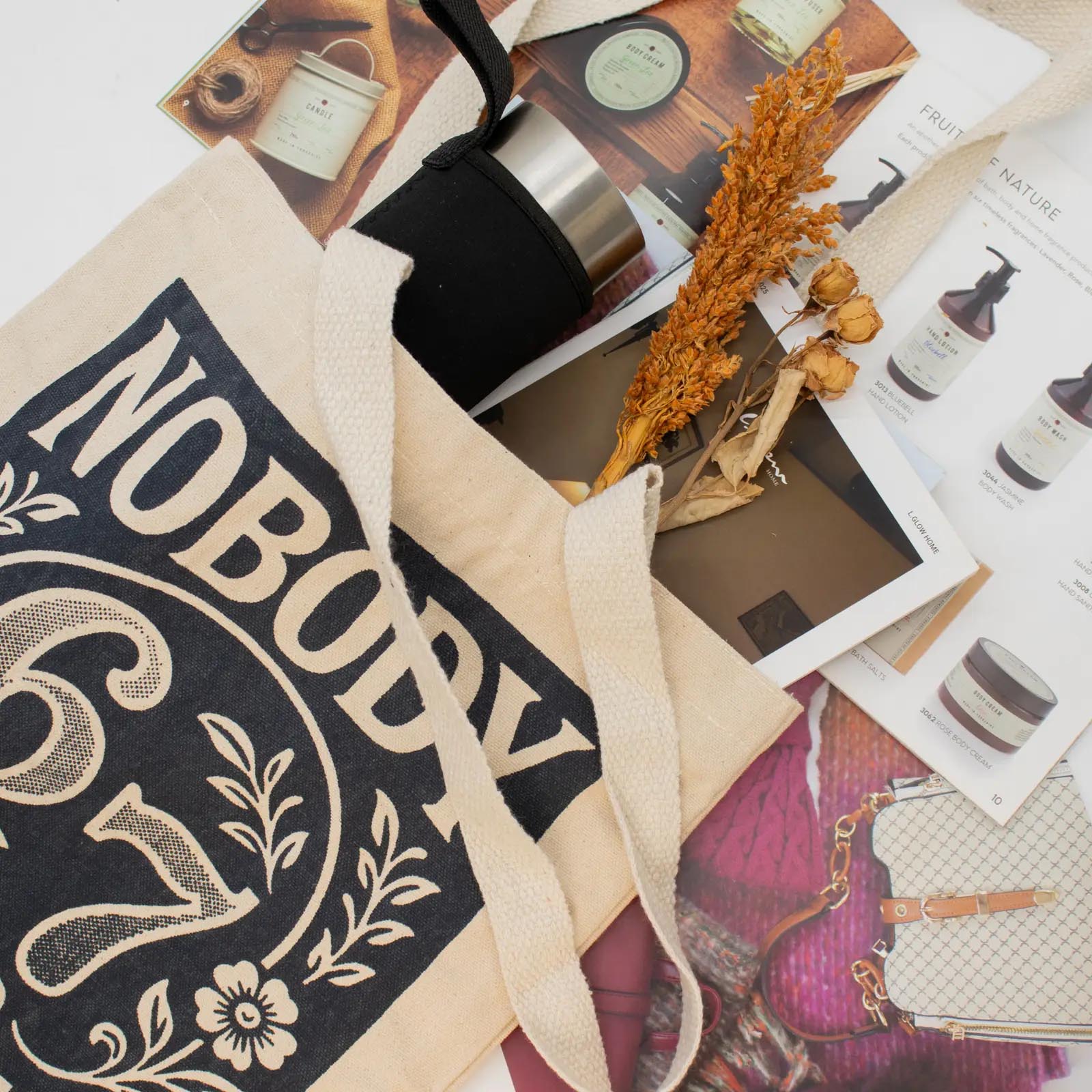 Nomad Sari 'Nobody Knows 67' Natural Cotton Tote Bag7