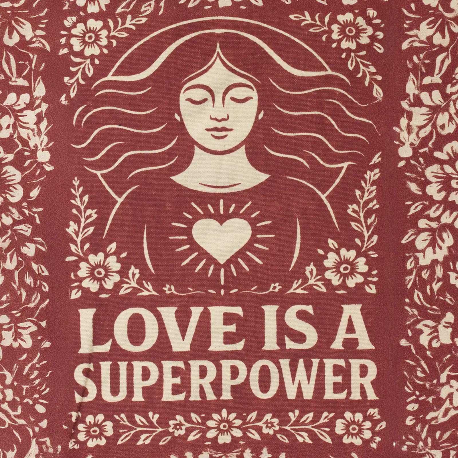 Nomad Sari 'Love is a Super Power' Natural Cotton Tote Bag3