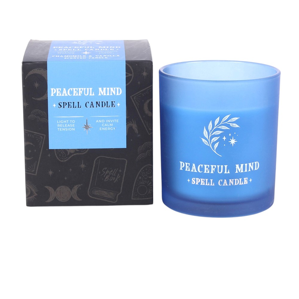 Botanical Motif Peaceful Mind Spell Candle - Chamomile & Vanilla