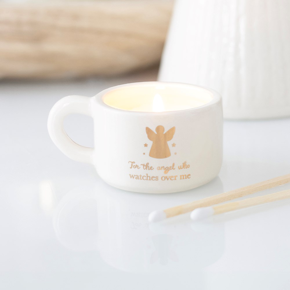 For the Angel Who Watches Over Me Ceramic Tealight Holder