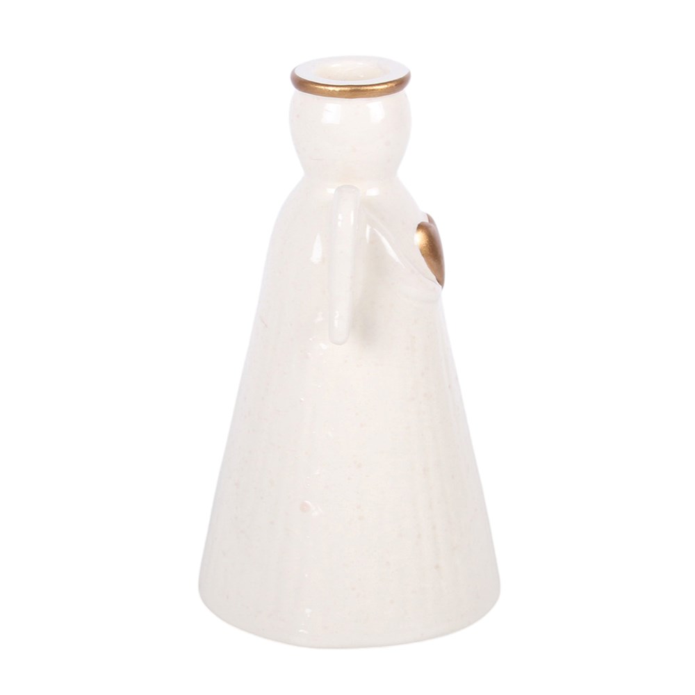 Off-White Gold Heart Angel Taper Candle Holder2