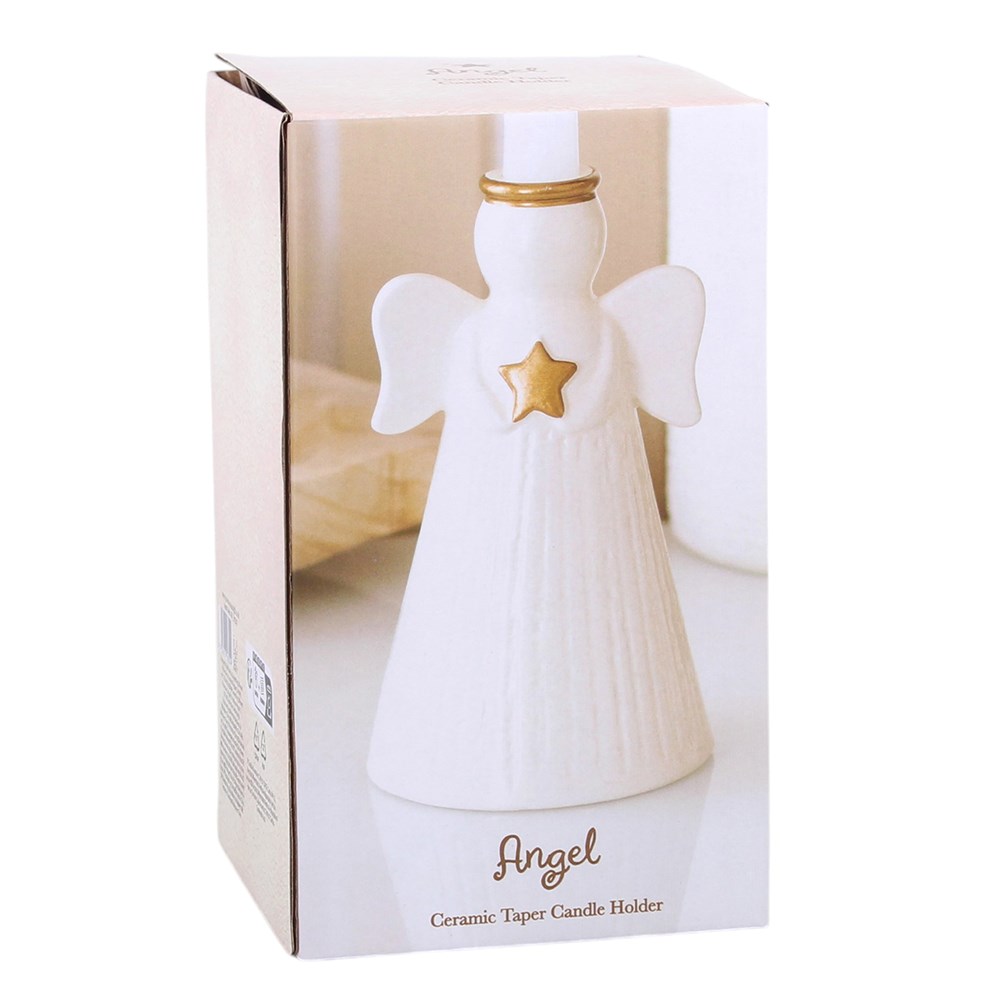 Off-White Gold Star Angel Taper Candle Holder4