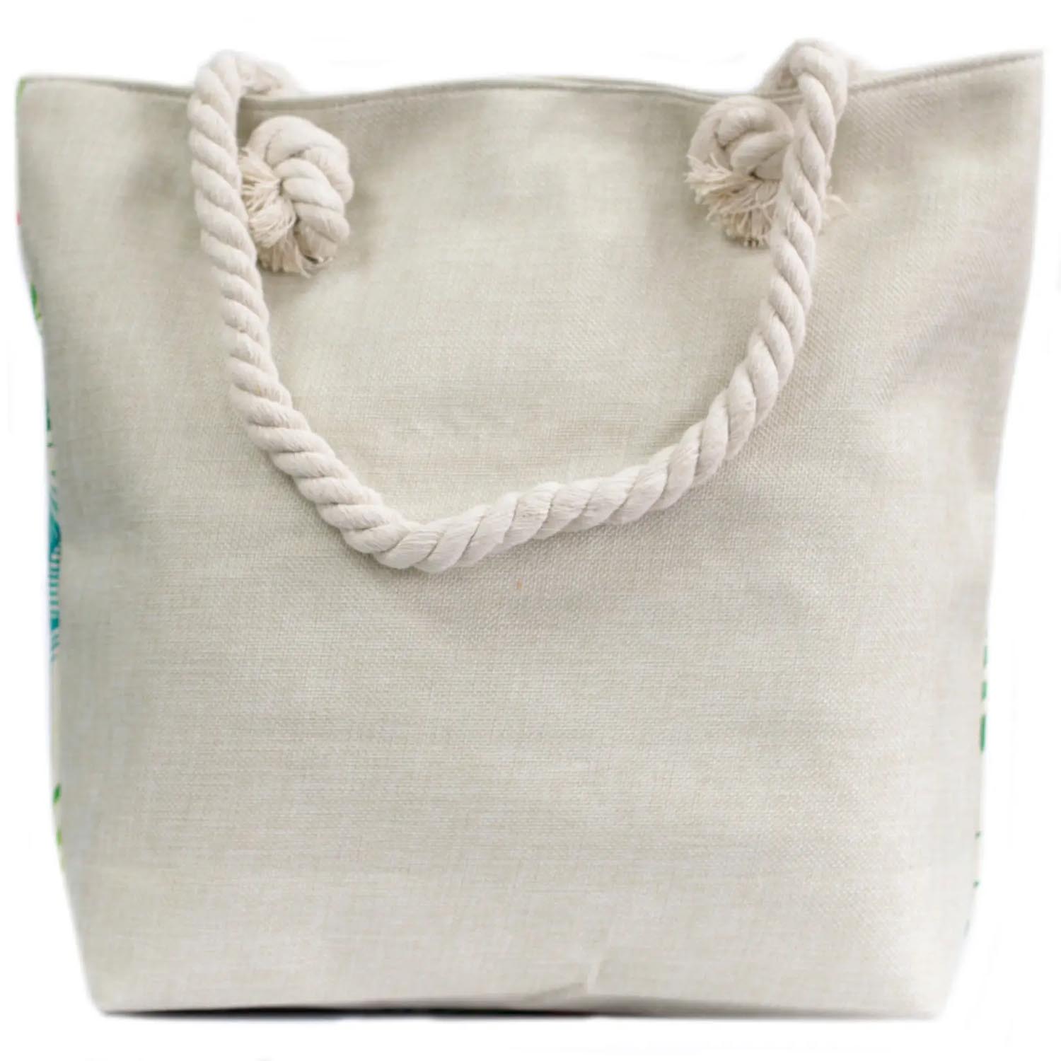 Pink Flamingo Rope Handle Canvas Tote Bag2