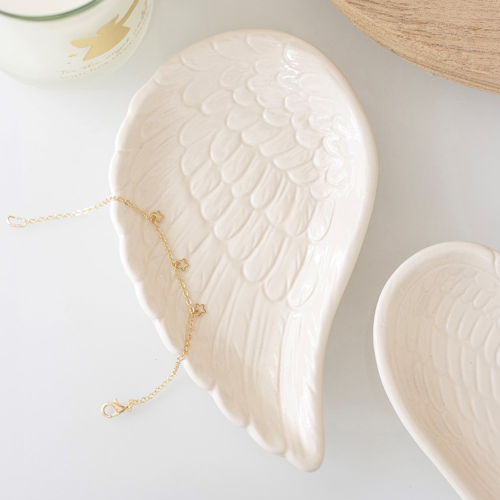 Off-White Angel Wing Ceramic Trinket Dish