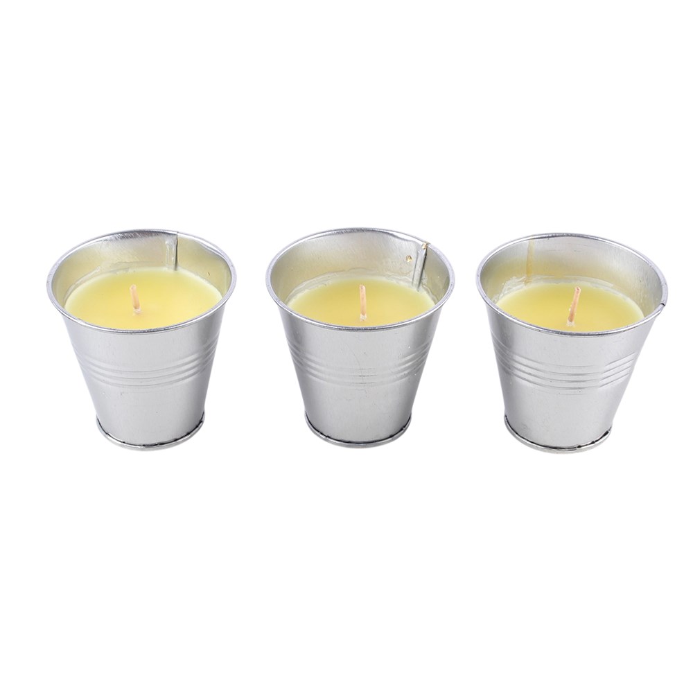 Set of 3 Citronella Metal Bucket Candles1
