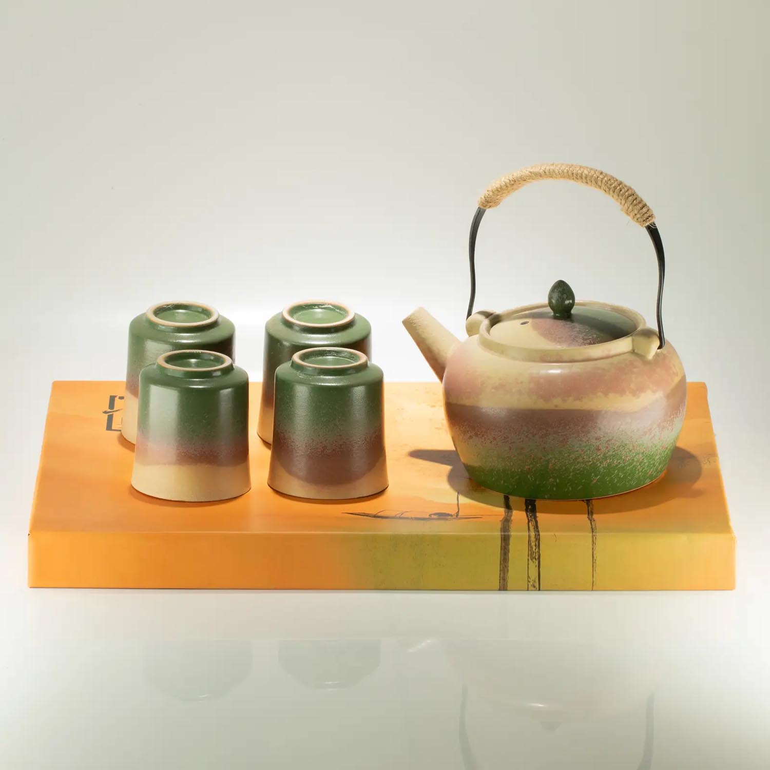 Japanese Kyusu Style Ceramic Tea Set with 4 Cups2