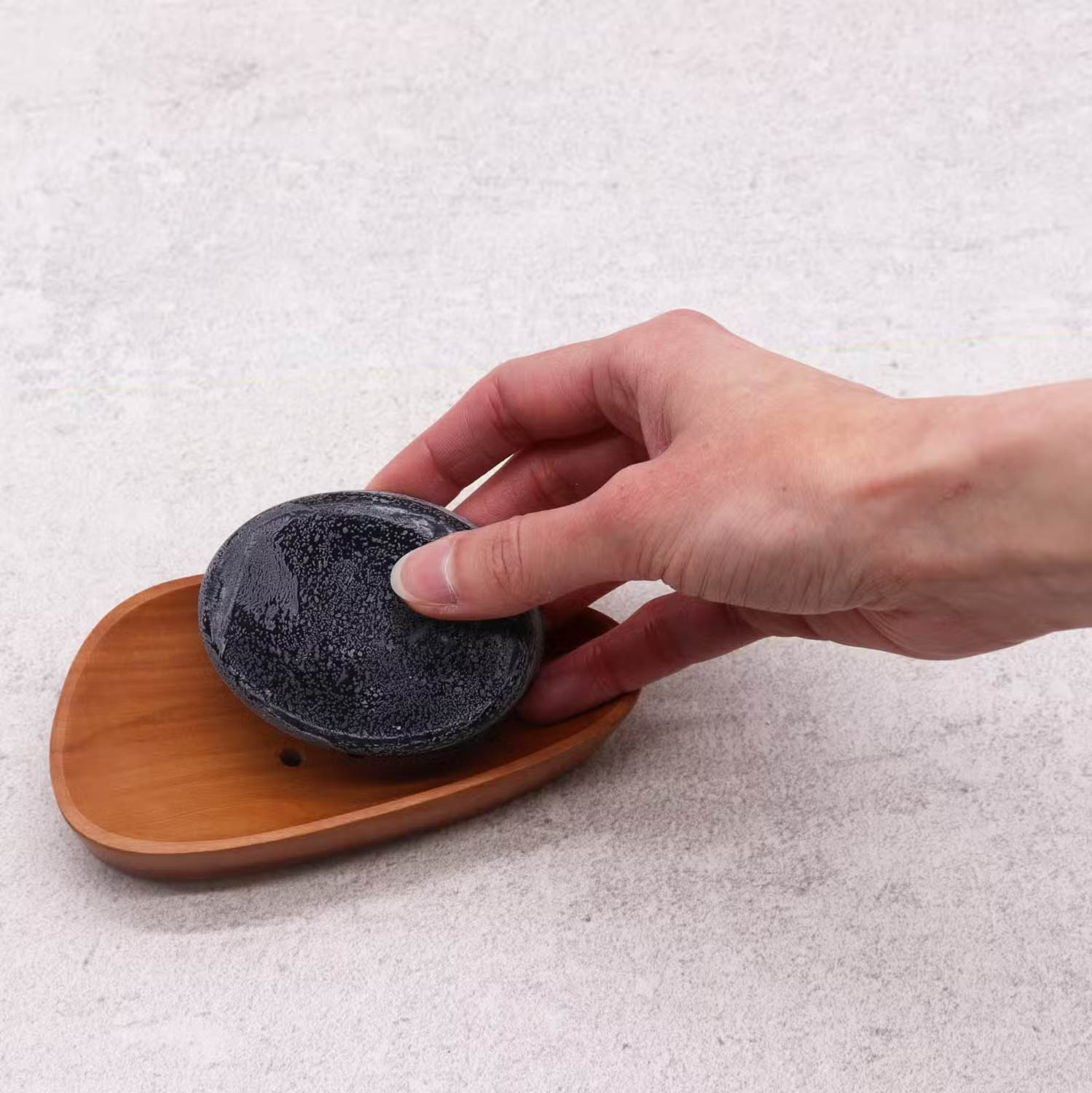 Classic Naseberry Wood Soap Dish - Teardrop2