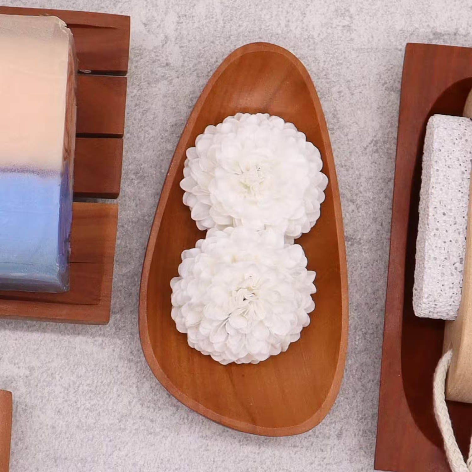 Classic Naseberry Wood Soap Dish - Teardrop3
