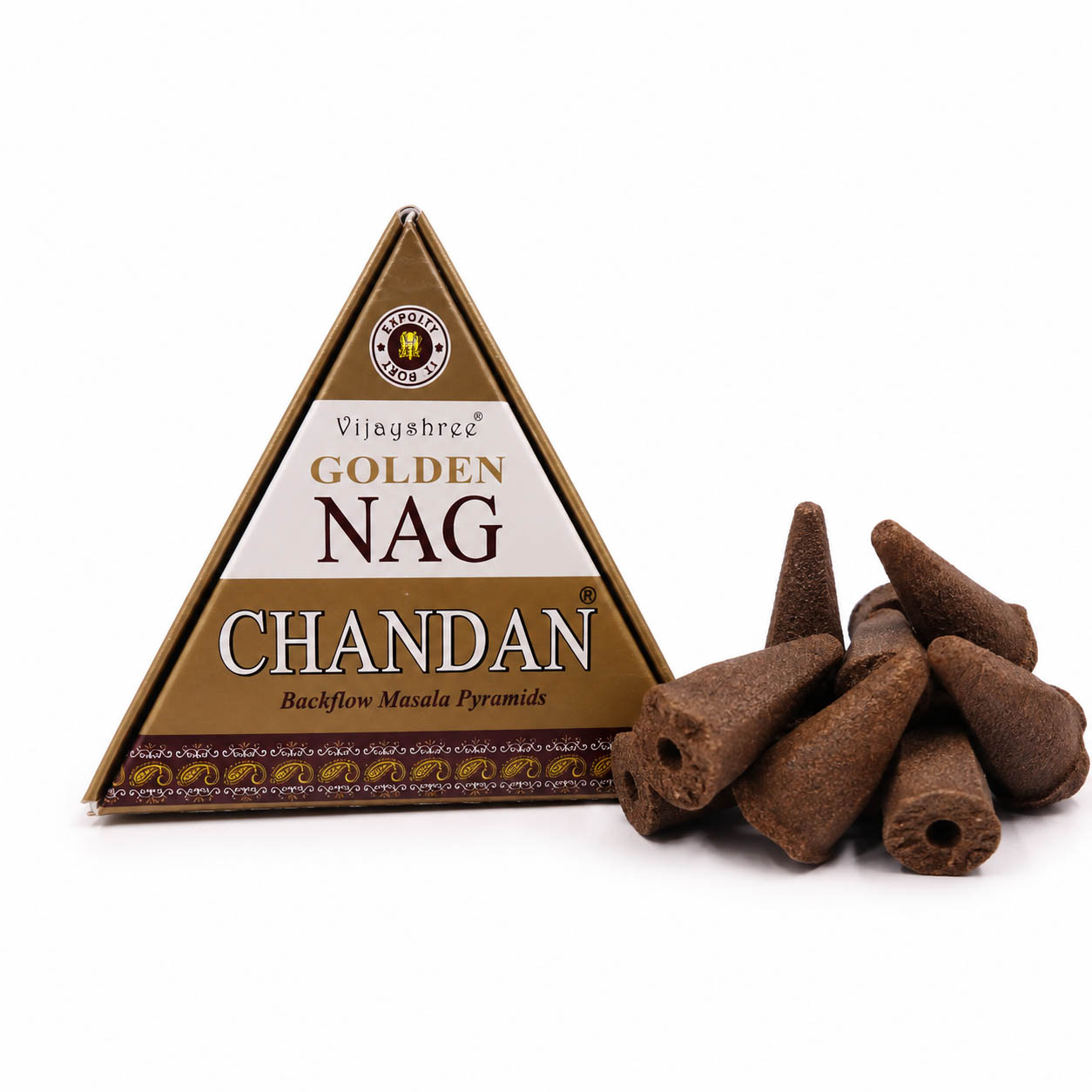 Vijayshree Golden Nag Chandan Jumbo Backflow Cones (42g)