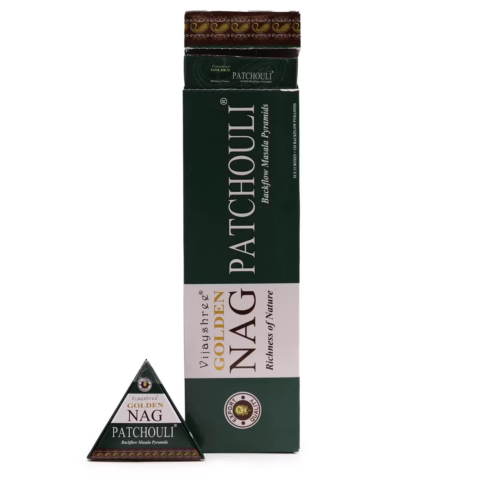 Vijayshree Golden Nag Patchouli Jumbo Backflow Cones (42g)1