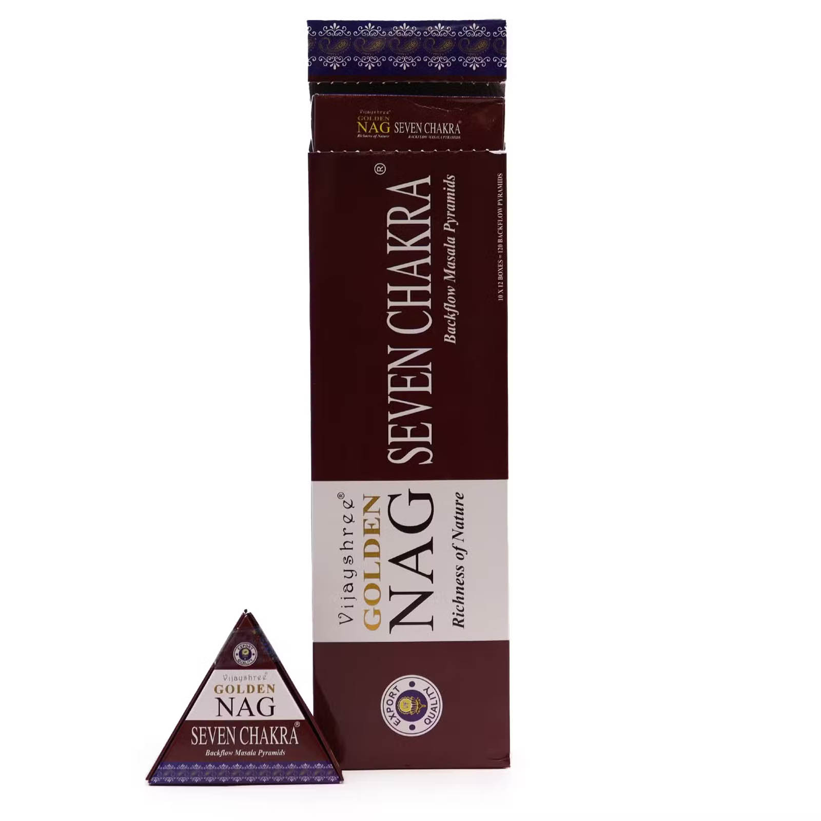Vijayshree Golden Nag Seven Chakra Jumbo Backflow Cones (42g)1
