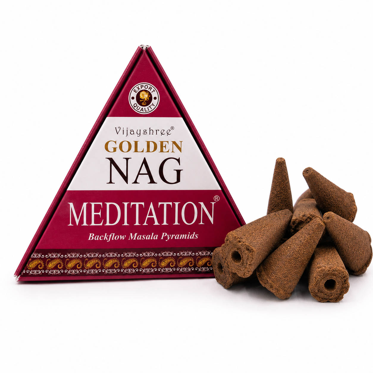 Vijayshree Golden Nag Meditation Jumbo Backflow Cones (42g)
