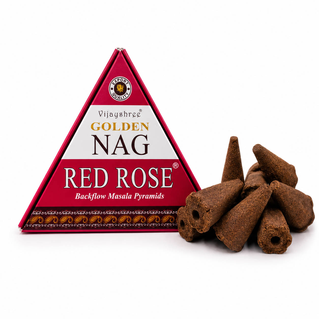 Vijayshree Golden Nag Red Rose Jumbo Backflow Cones (42g)