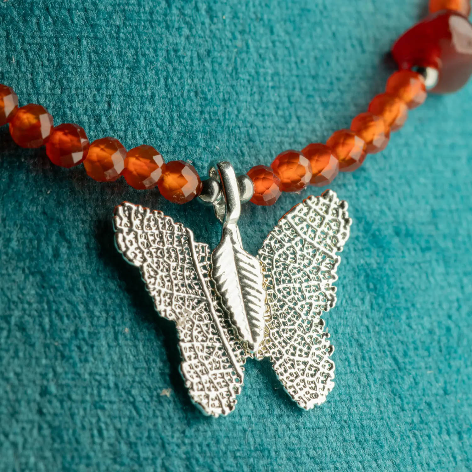 Nymph Ruby Gemstone Necklace with Real Leaf Butterfly3