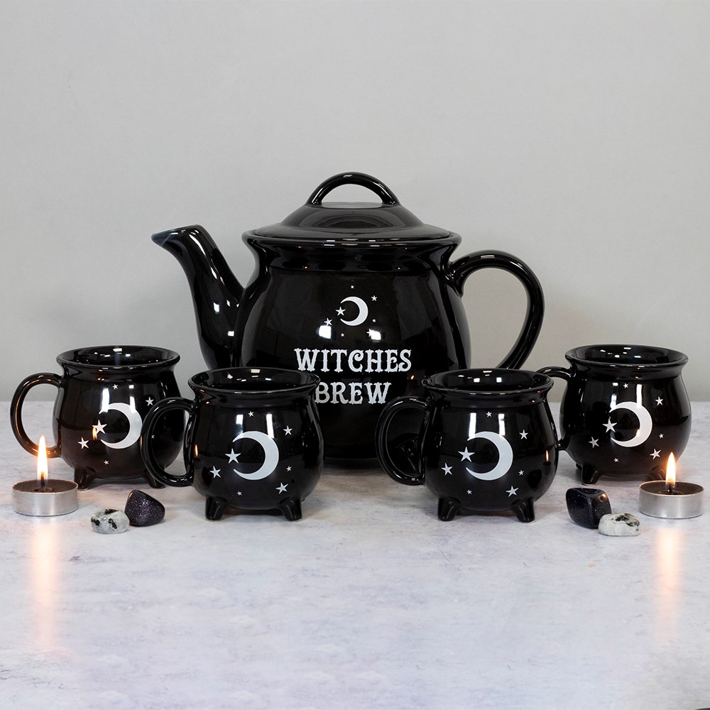 Witches Brew Ceramic Cauldron Teapot & 4 Cup Set5
