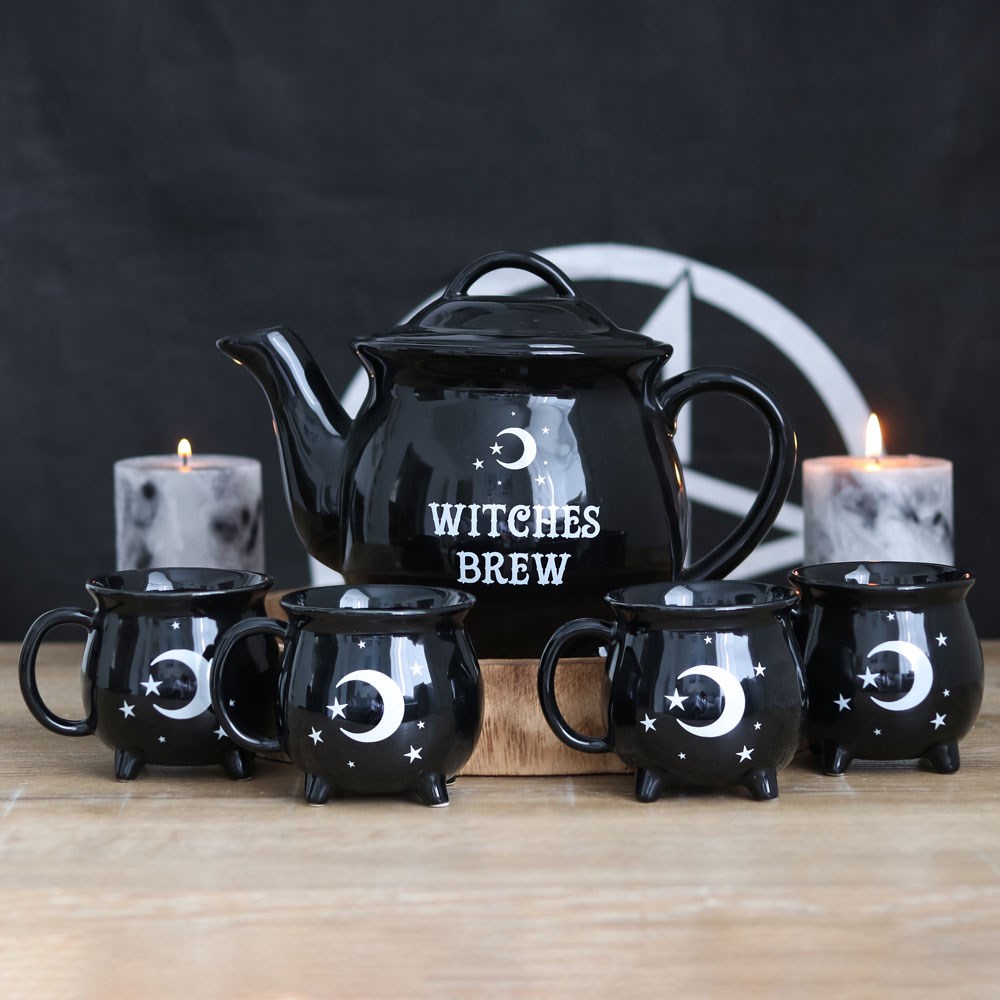 Witches Brew Ceramic Cauldron Teapot & 4 Cup Set6