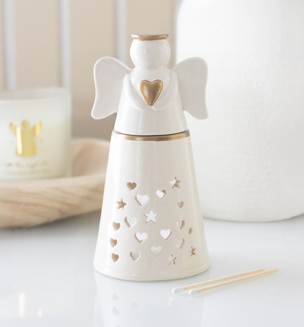 White Ceramic Angel Shaped Fragrance Oil Burner4