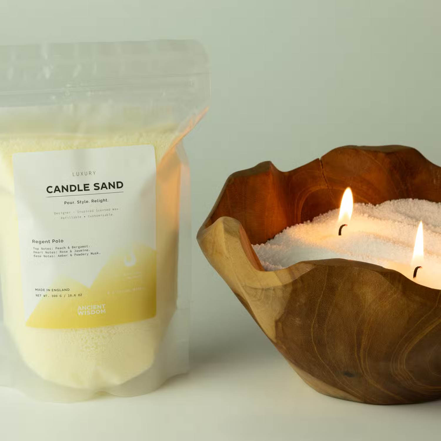 White Unfragranced Candle Sand Pouch (300g)6